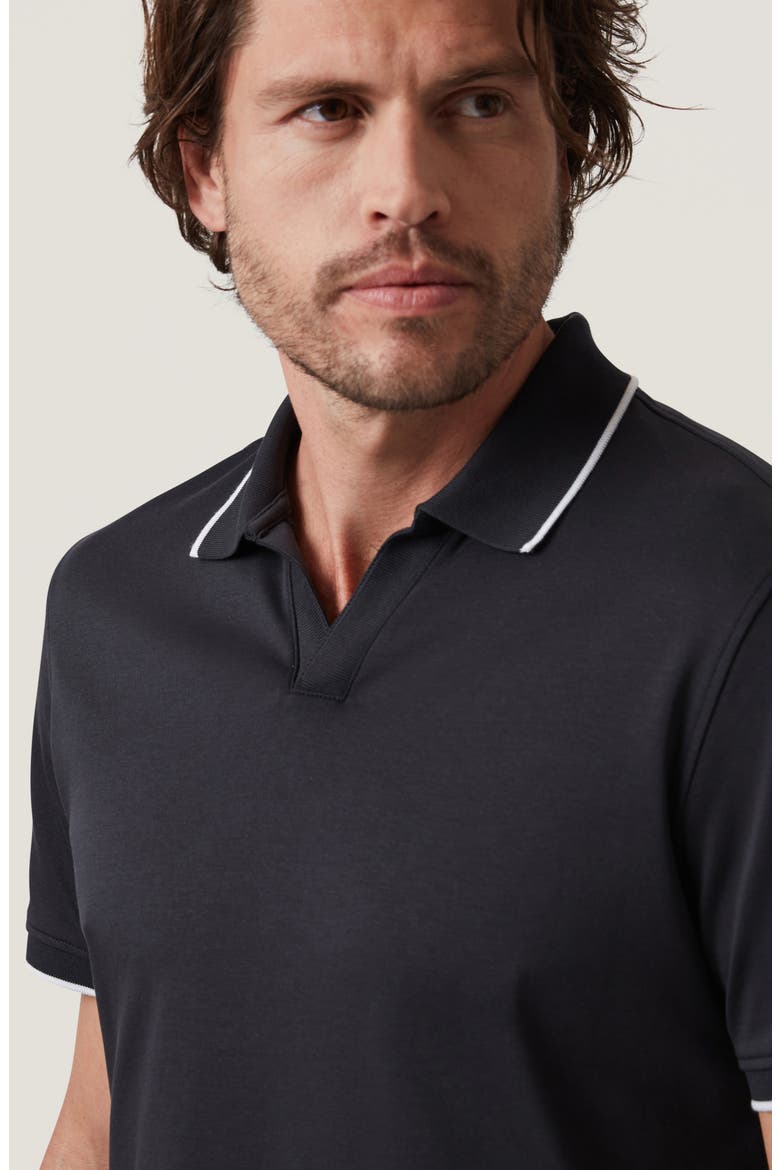 Riviera Tipped Pima Cotton Polo, Alternate, color, BLACK