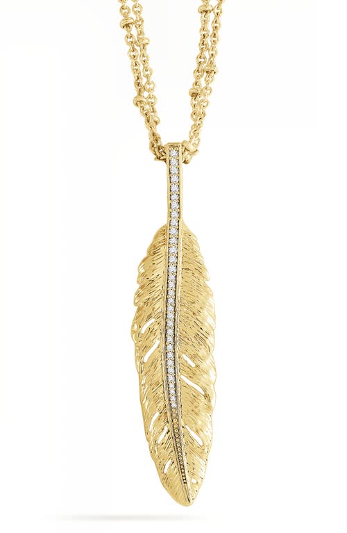 Anabel Aram Jewelry Feather Layered Pendant Necklace in Large Gold Feather  product