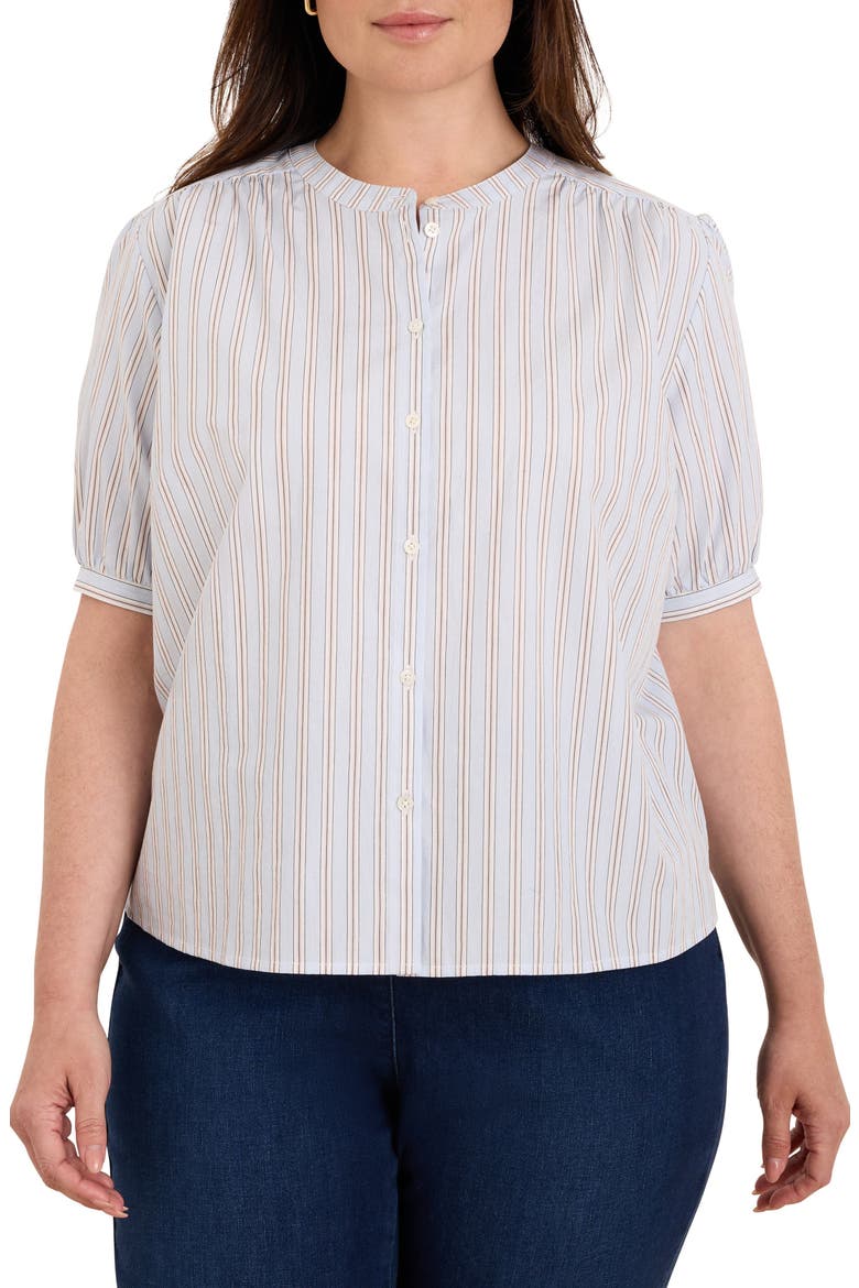 Eton Striped Band Collar Shirt, Main, color, BLUE MULTI
