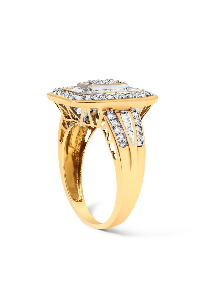 10K Gold 1.0 Cttw Diamond Double Halo Frame Cocktail Ring, Alternate, color, Yellow Gold