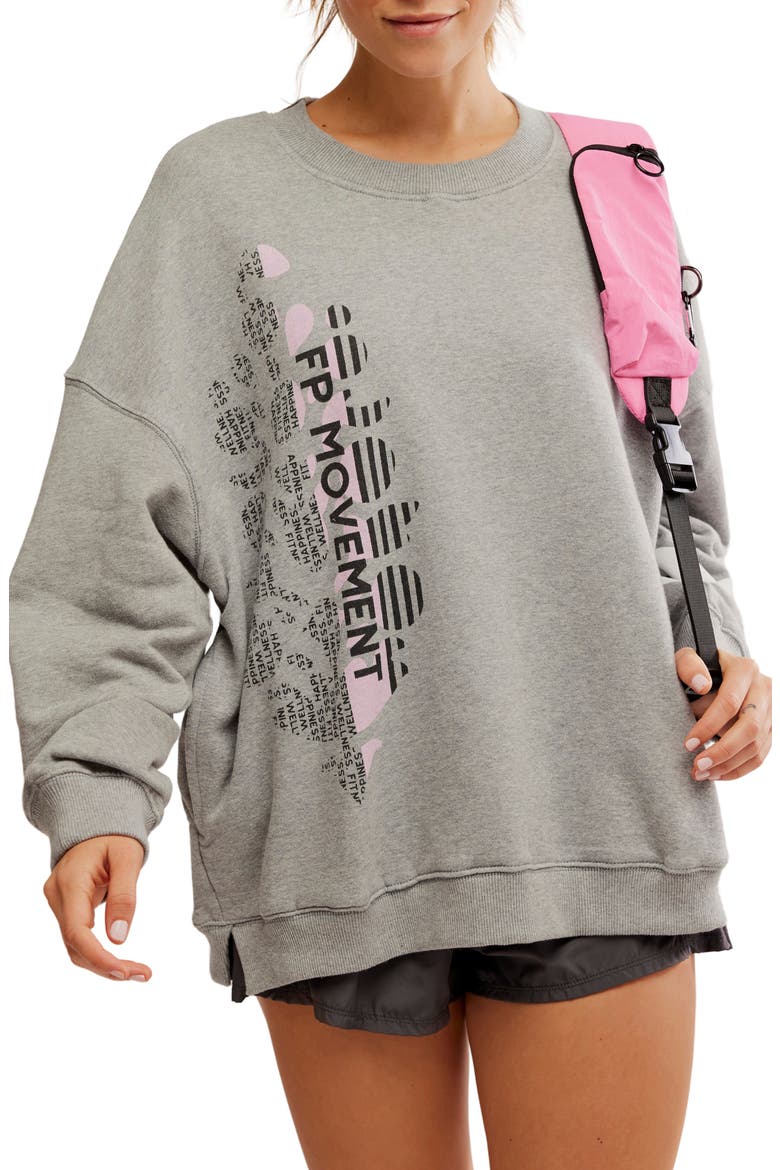 FP Movement All Star Oversize Graphic Sweatshirt, Main, color, HEATHER GREY/WHITE