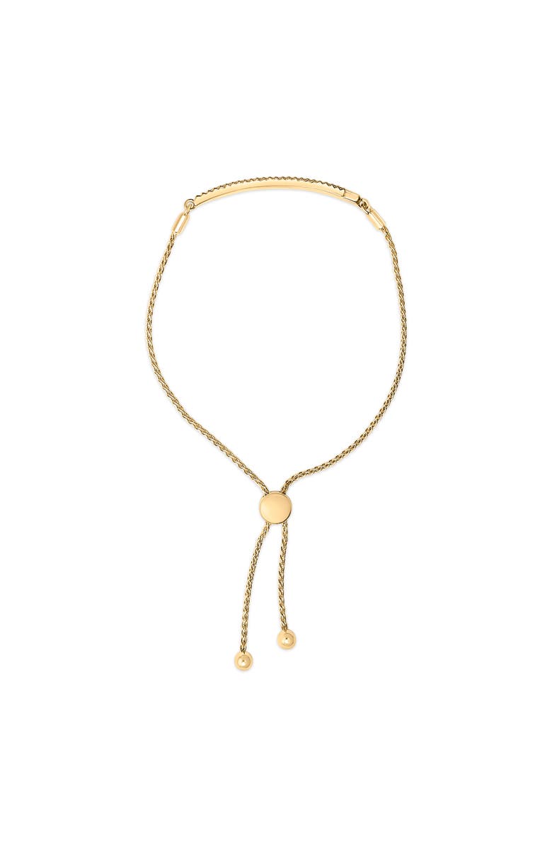 Haus of Brilliance 14K Yellow Gold Plated .925 Sterling Silver Diamond Accent Double Bar Bolo Bracelet, Alternate, color, Yellow