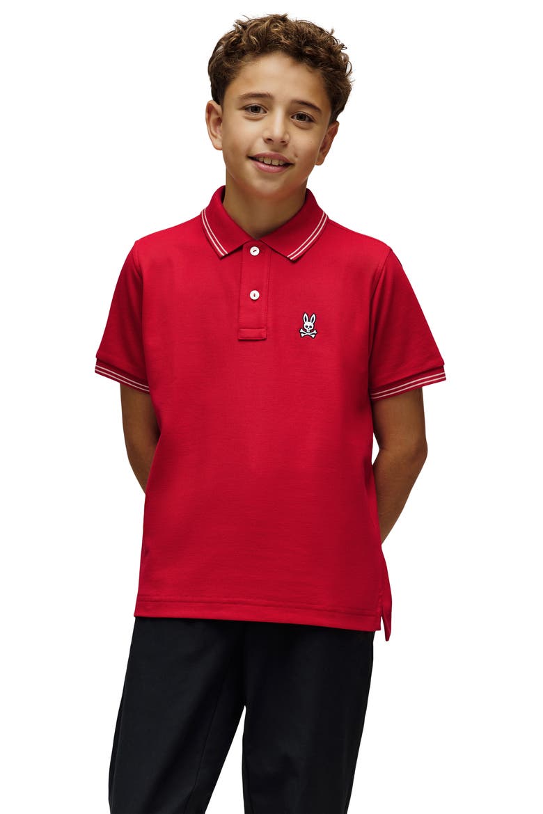 Kids' Logan Bunny Pima Cotton Piqué Polo, Alternate, color, TANGO RED