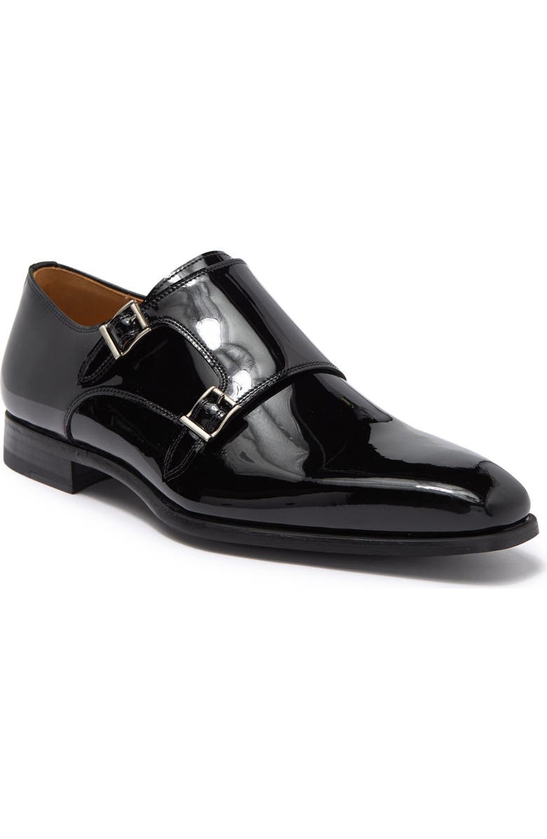 Magnanni Carmo Patent Leather Monk Strap Derby, Main, color,