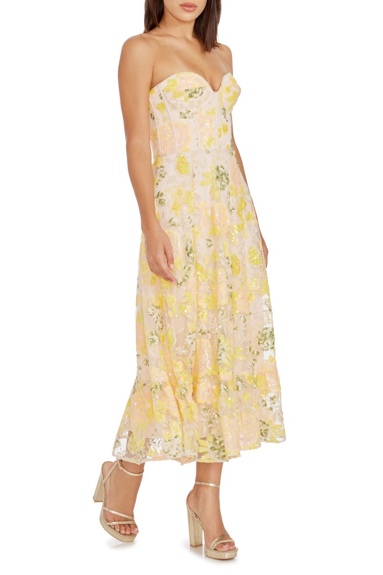 Carina Sequin Appliqué Midi Dress, Alternate, color, CANARY MULTI