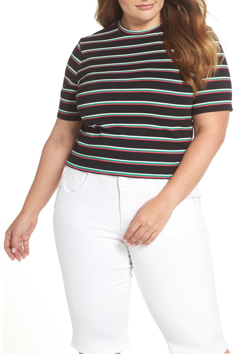 Stripe Crop Tee, Alternate, color, BLACK ALDER STRIPE
