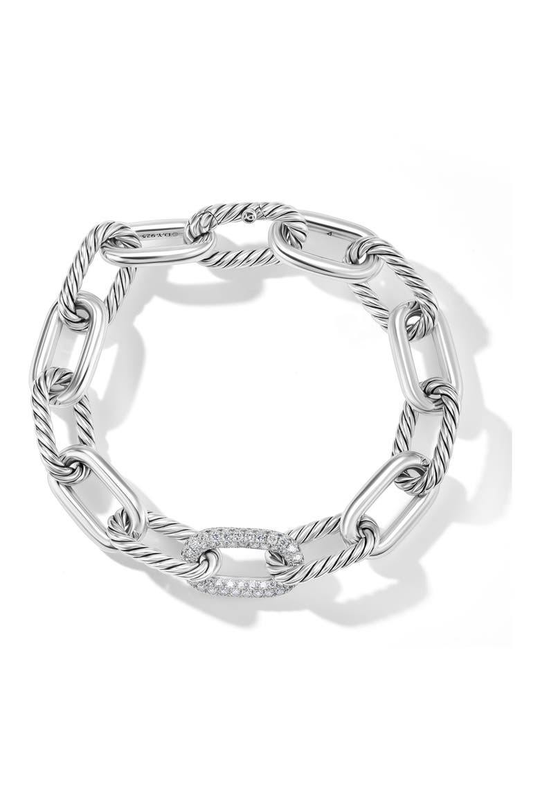 DY Madison® Chain Bracelet in Sterling Silver with Diamonds, 11mm, Alternate, color, STERLING SILVER
