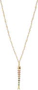 BY ADINA EDEN Multicolor Fishbone With Transparent Beaded Pendant Necklace