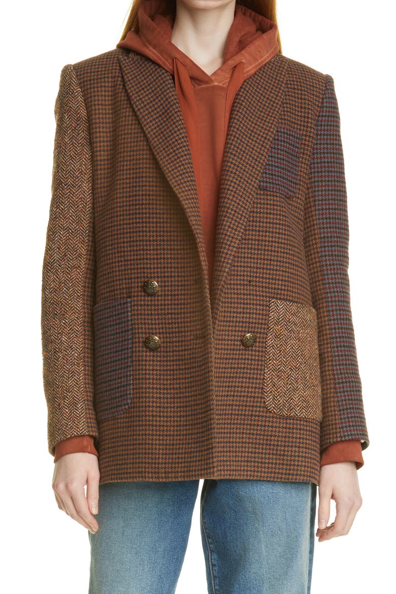 Faustine Mix Print Jacket, Alternate, color, CAMEL / BLUE