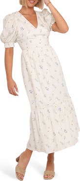 Petal & Pup Steele Puff Sleeve Cotton Midi Dress