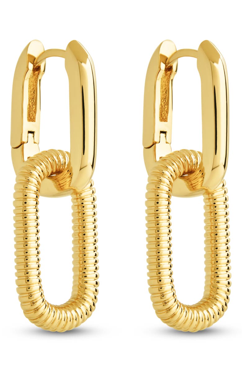 Sterling Forever Felicity Textured Chain Link Drop Earrings, Main, color, Gold