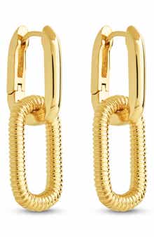 Sterling Forever Felicity Textured Chain Link Drop Earrings