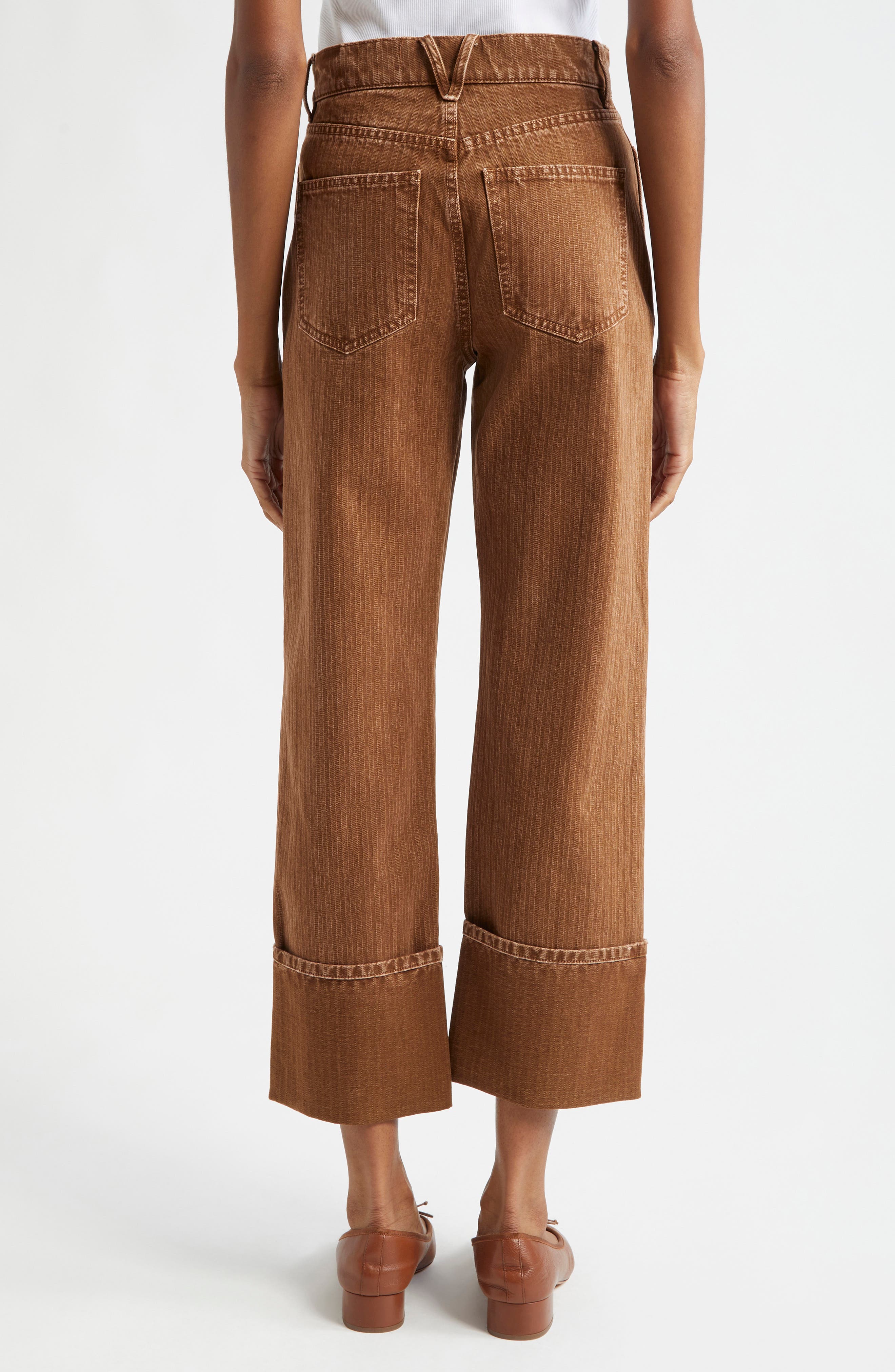 Dylan Cuffed Herringbone High Waist Relaxed Straight Leg Pants - image 2