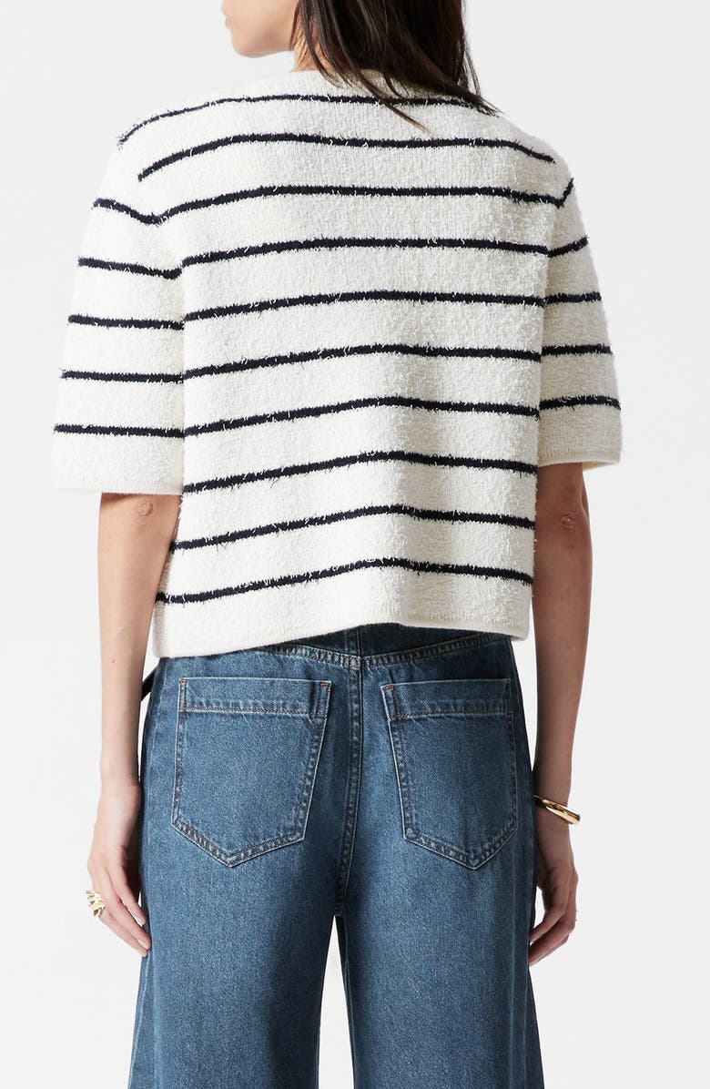 & Other Stories Stripe Short Sleeve Cotton & Wool Blend Cardigan, Alternate, color, White Dusty Light