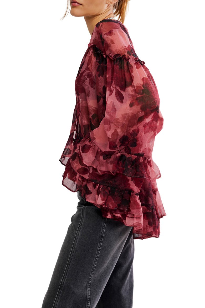 Day Dreaming Ruffle Trim Top, Alternate, color, ROSE COMBO