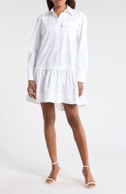 A.L.C. Brooke Long Sleeve Ruffle Cotton Shirtdress