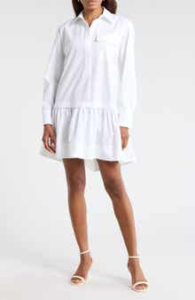 A.L.C. Brooke Long Sleeve Ruffle Cotton Shirtdress