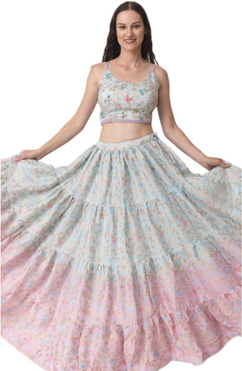 RAAS Bethany Hand Tie Dye Lehenga Choli, Alternate, color, Light Blue Multi