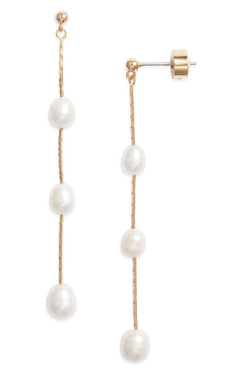 Demi Fine Freshwater Pearl Linear Drop Earrings