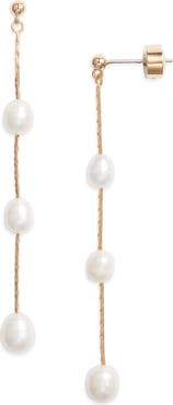 Nordstrom Demi Fine Freshwater Pearl Linear Drop Earrings
