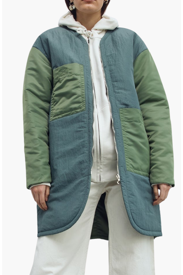 Reversible Down Coat, Alternate, color, Green / Blue