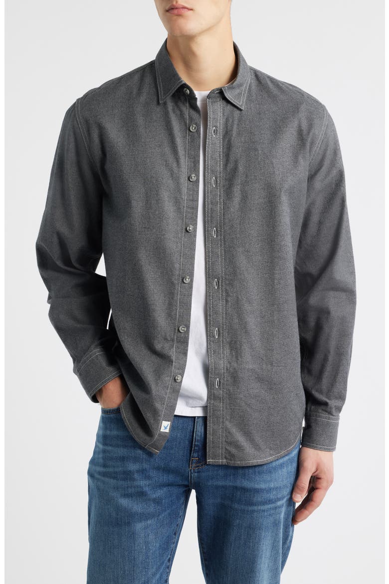 Cana Modern Fit Cotton Button-Up Shirt, Main, color, COAL
