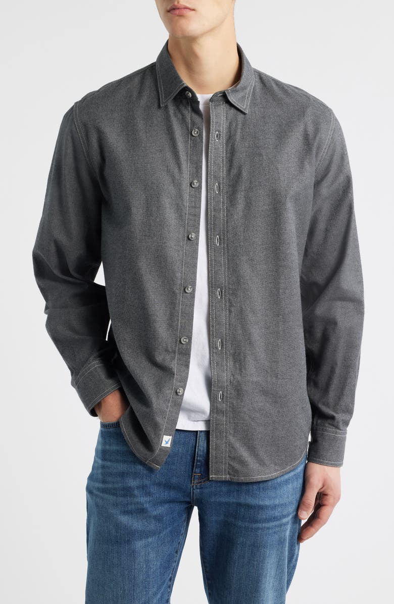 James Campbell Cana Trim Fit Cotton Button-Up Shirt, Main, color, Coal