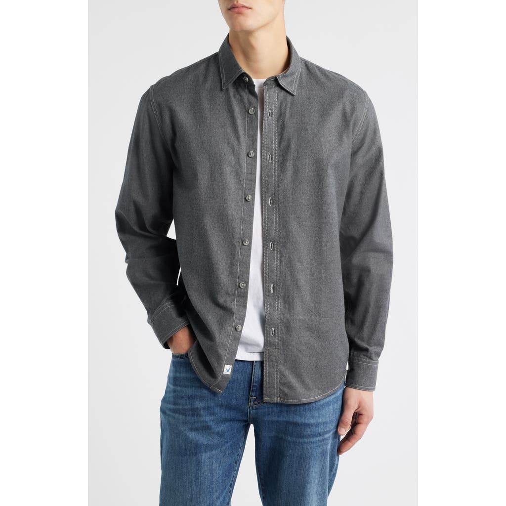 James Campbell Cana Trim Fit Cotton Button-up Shirt In Gray