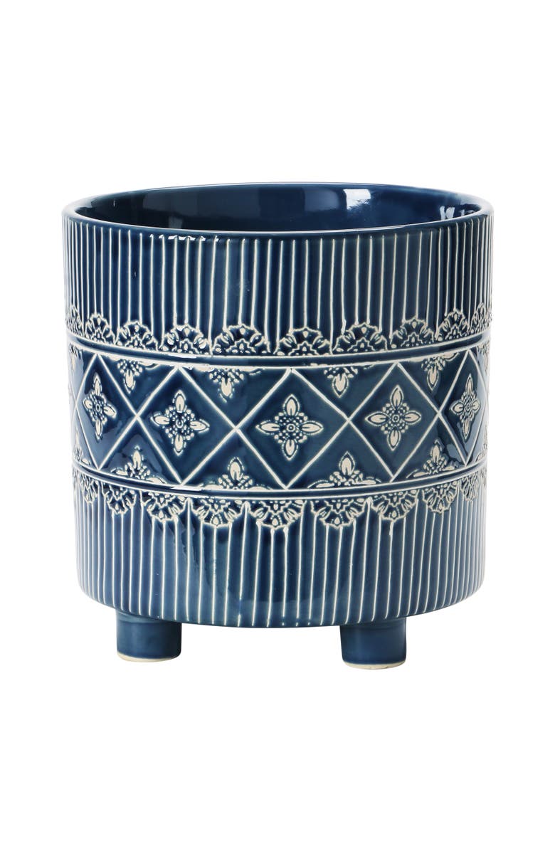 Storied Home Debossed Stoneware Footed Planter with Pattern, Main, color,