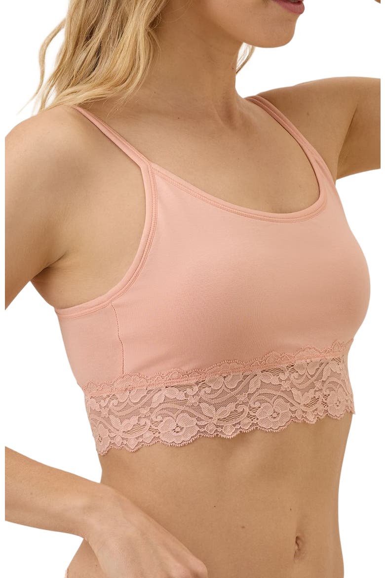 Organic Cotton Lace Smooth Cup Bralette, Alternate, color, Peach