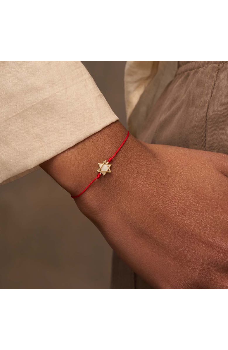 Karma and Luck Divinely Blessed Mother of Pearl Star of David Red String Bracelet, Alternate, color, Red
