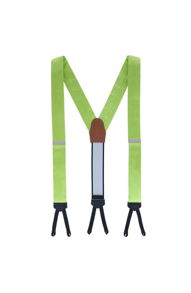 Trafalgar Sutton Solid Color Silk Formal Suspenders | Y-Back, Adjustable Braces, Alternate, color, Light Green