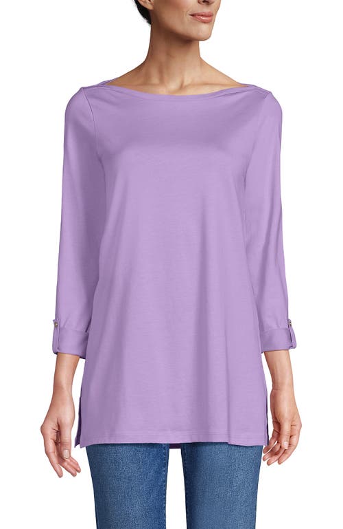 Lands' End Supima Cotton Adjustable 3/4 Sleeve Boatneck Tunic In Lilac Petal