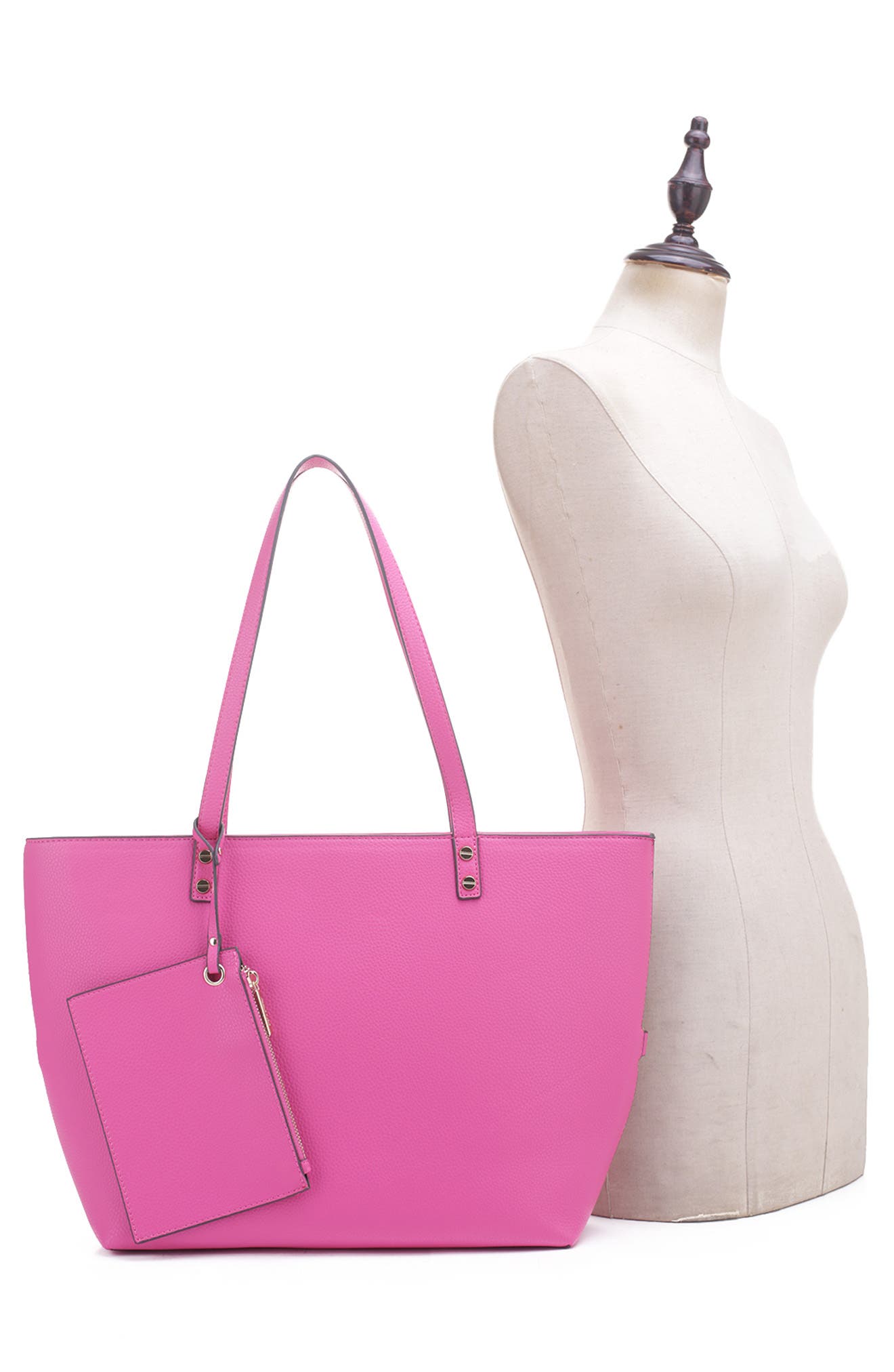 Mali + Lili Estie Vegan Leather Tote, Alternate, color, Pink
