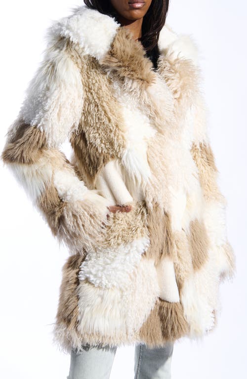 Azalea Wang Taher Hooded Faux Fur Coat In Neutral
