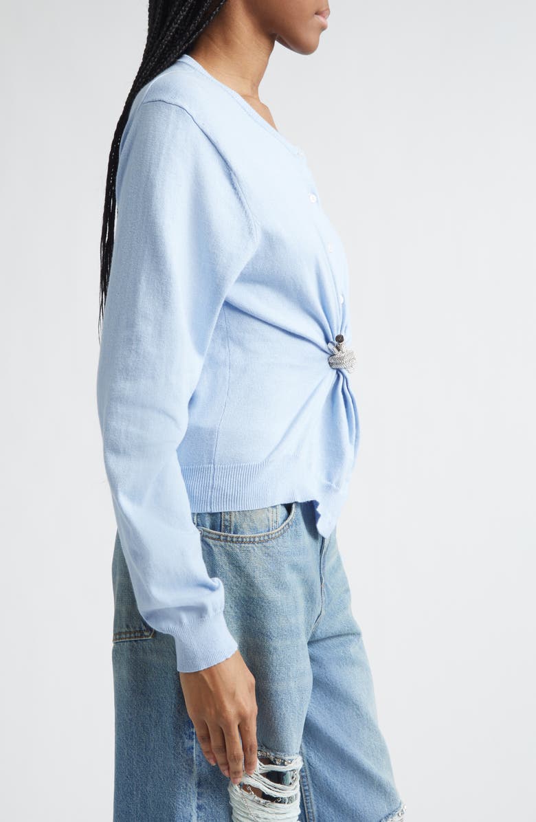 Area Crystal Knot Cotton & Cashmere Cardigan, Alternate, color, 