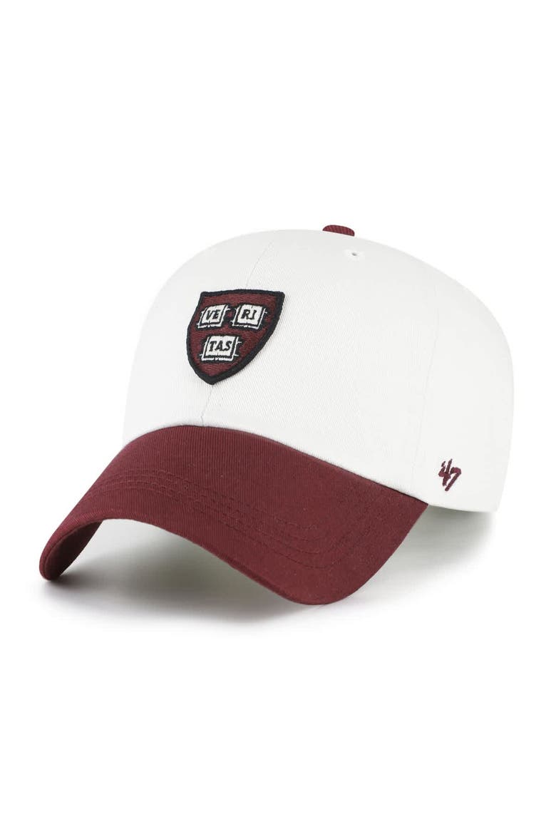 Men's '47  White/Crimson Harvard Crimson Contemporary Basics Two Tone Clean Up Adjustable Hat, Alternate, color, White