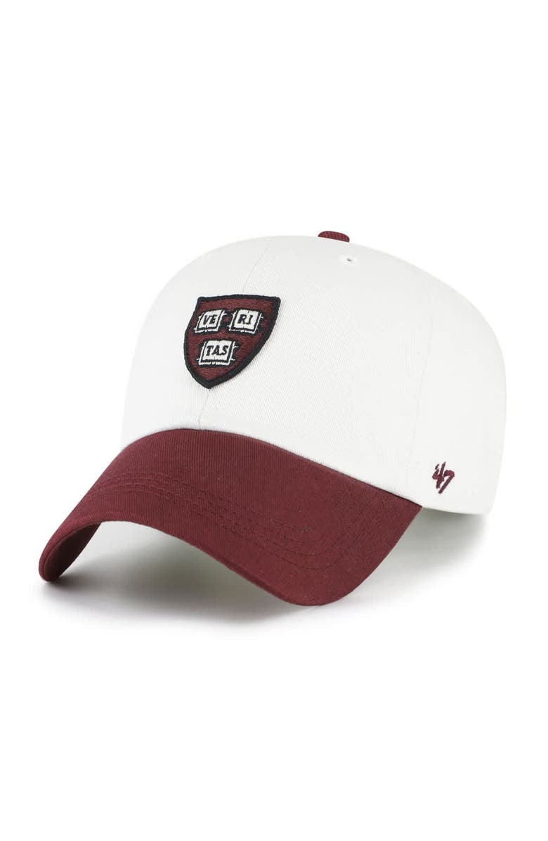 '47 Men's '47  White/Crimson Harvard Crimson Contemporary Basics Two Tone Clean Up Adjustable Hat, Alternate, color, White
