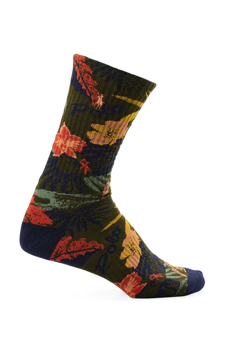 Polo Ralph Lauren Big & Tall 6-pk Surf Club Bear Crew Socks, Alternate, color, Multi