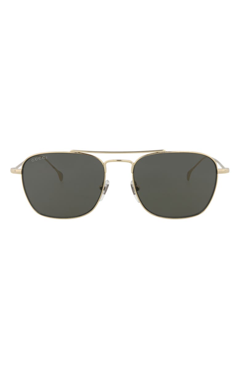 Gucci 53mm Aviator Sunglasses, Main, color, Gold/ Grey