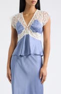 LoveShackFancy Verelle Lace Trim Satin Top