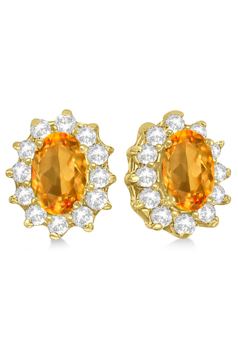 Oval Citrine & Diamond Accented Earrings 14k, Main, color, 2.05ct/Yellow Gold