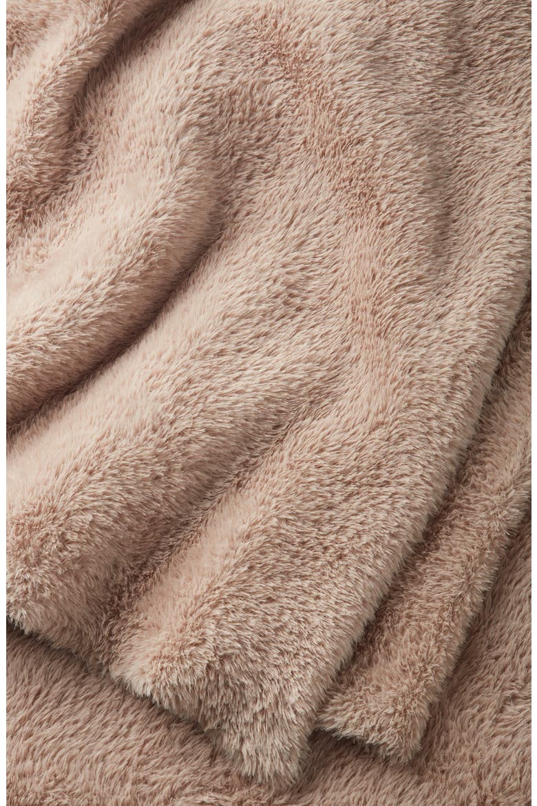 Nestle Faux Fur Throw Blanket, Alternate, color, TAN THREAD