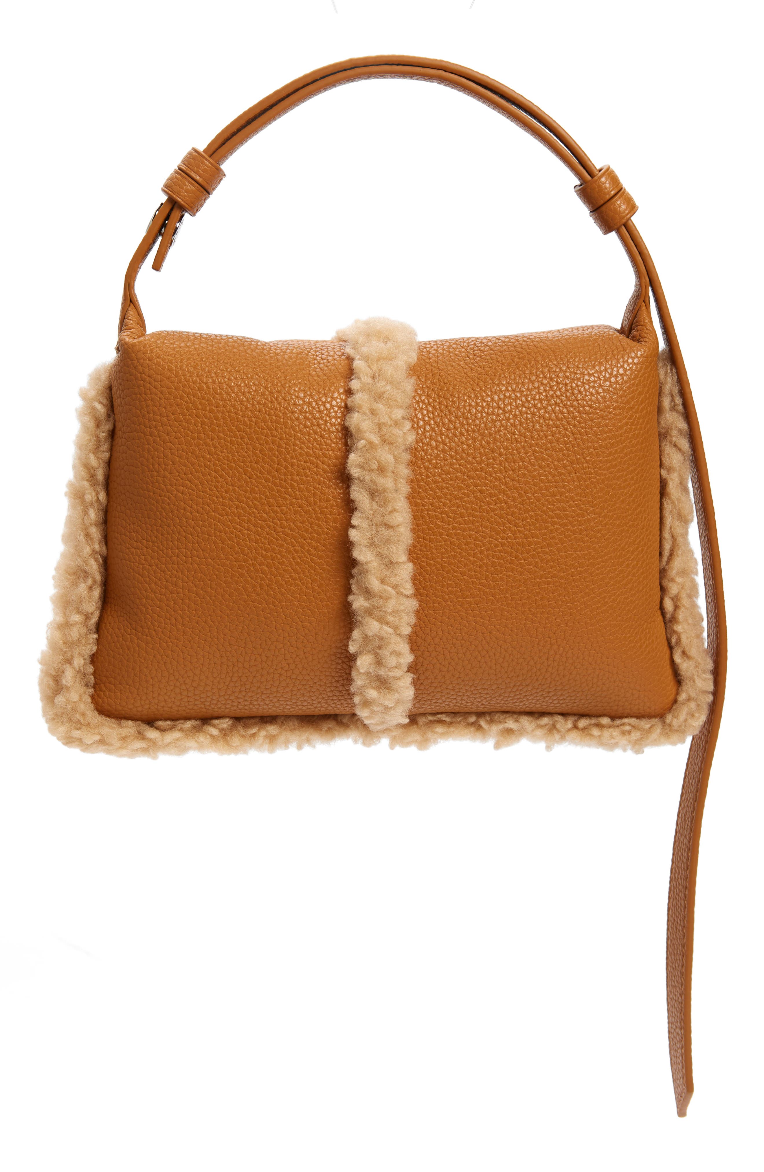 Simon Miller Mini Puffin Convertible Faux Leather & Faux Shearling Handbag, Alternate, color, 