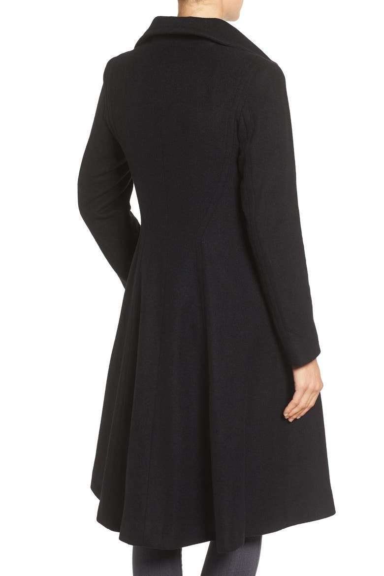 Isabella Skirted Wool Blend Coat, Alternate, color, BLACK