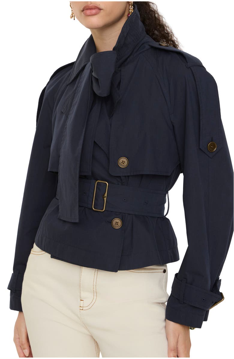 Burberry Short Canvas Trerose Trench Coat, Main, color, Silhouette Blue