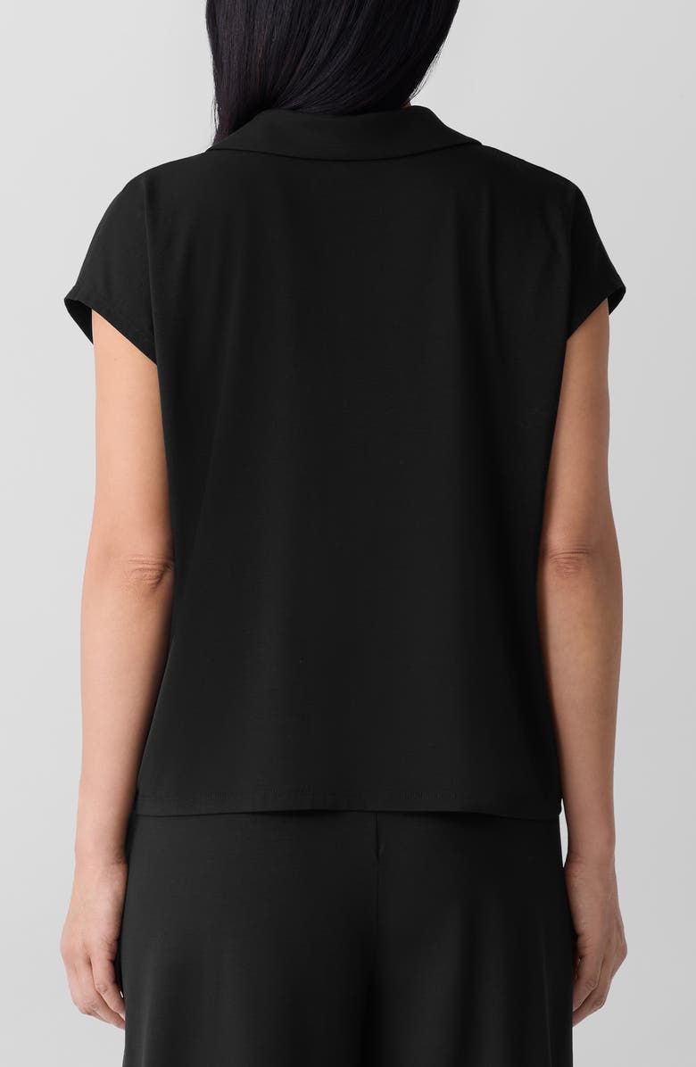 Eileen Fisher Boxy Johnny Collar Jersey Top, Alternate, color, Black