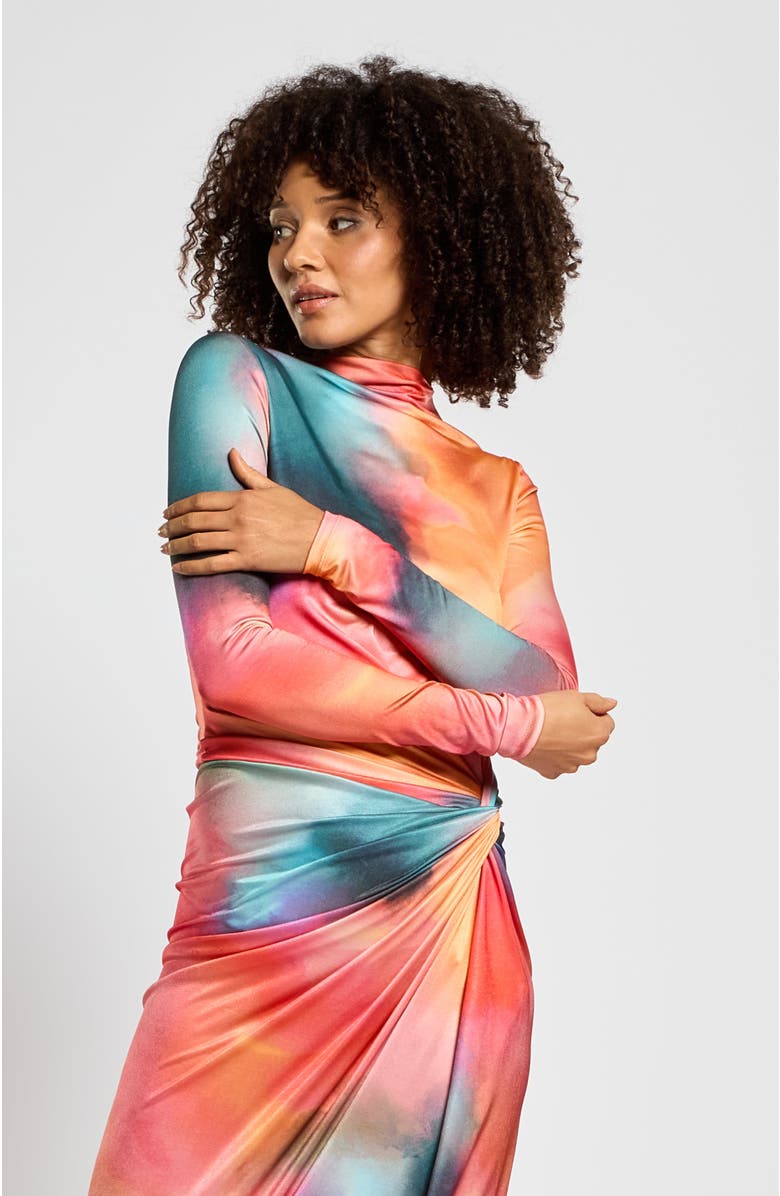 Daska Athena Printed Dress, Alternate, color, Orange Abstract