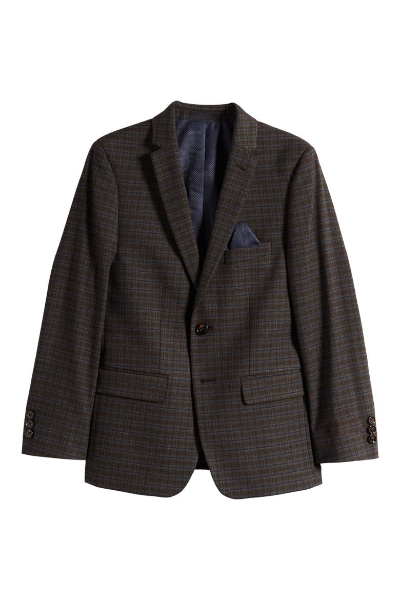 Kids' Check Sport Coat, Main, color, BROWN/ BLUE