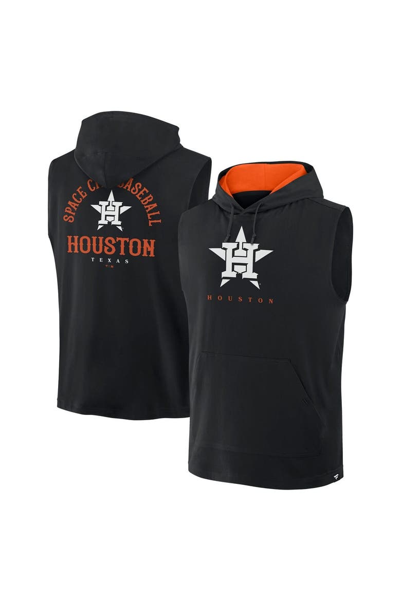 Men's Fanatics Black Houston Astros Fire Speed Sleeveless Pullover Hoodie, Main, color, Black